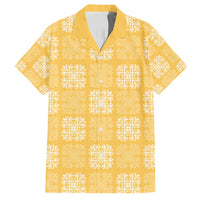 Yellow Palaka Quilt Hawaii Family Matching Tank Maxi Dress and Hawaiian Shirt Traditional Hawaii-plaid Pattern LT14 Dad's Shirt - Short Sleeve Yellow - Polynesian Pride