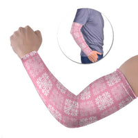 Pink Palaka Quilt Hawaii Arm Sleeves Traditional Hawaii-plaid Pattern - Polynesian Pride