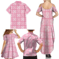 Pink Palaka Quilt Hawaii Family Matching Summer Maxi Dress and Hawaiian Shirt Traditional Hawaii-plaid Pattern LT14 - Polynesian Pride