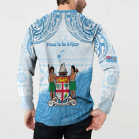 Fiji Day 1970 Button Sweatshirt Proud To Be A Fijian Tapa Pattern LT14 - Polynesian Pride