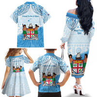 Fiji Day 1970 Family Matching Off The Shoulder Long Sleeve Dress and Hawaiian Shirt Proud To Be A Fijian Tapa Pattern LT14 - Polynesian Pride