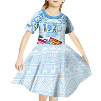 Fiji Day 1970 Kid Short Sleeve Dress Proud To Be A Fijian Tapa Pattern