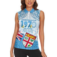 Fiji Day 1970 Women Sleeveless Polo Shirt Proud To Be A Fijian Tapa Pattern LT14 - Polynesian Pride