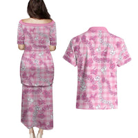 Alaka Aloha Hawaii Couples Matching Puletasi and Hawaiian Shirt Plumeria Lei With Palaka Motif LT14 - Polynesian Pride
