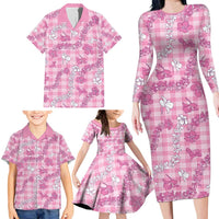 Alaka Aloha Hawaii Family Matching Long Sleeve Bodycon Dress and Hawaiian Shirt Plumeria Lei With Palaka Motif LT14 - Polynesian Pride