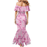 Alaka Aloha Hawaii Family Matching Mermaid Dress and Hawaiian Shirt Plumeria Lei With Palaka Motif LT14 - Polynesian Pride
