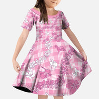 Alaka Aloha Hawaii Family Matching Tank Maxi Dress and Hawaiian Shirt Plumeria Lei With Palaka Motif LT14 Daughter's Dress Pink - Polynesian Pride