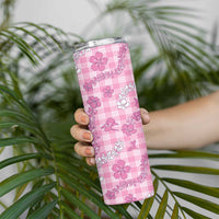 Alaka Aloha Hawaii Skinny Tumbler Plumeria Lei With Palaka Motif LT14 - Polynesian Pride