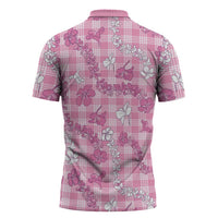 Alaka Aloha Hawaii Zipper Polo Shirt Plumeria Lei With Palaka Motif LT14 - Polynesian Pride