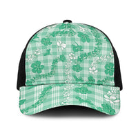 Omaomao Aloha Hawaii Baseball Net Cap Plumeria Lei With Palaka Motif - Polynesian Pride