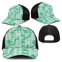 Omaomao Aloha Hawaii Baseball Net Cap Plumeria Lei With Palaka Motif - Polynesian Pride