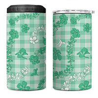 Omaomao Aloha Hawaii 4 in 1 Can Cooler Tumbler Plumeria Lei With Palaka Motif LT14 One Size: 16 oz Green - Polynesian Pride