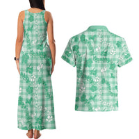 Omaomao Aloha Hawaii Couples Matching Tank Maxi Dress and Hawaiian Shirt Plumeria Lei With Palaka Motif LT14 - Polynesian Pride