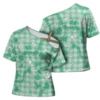 Omaomao Aloha Hawaii Cross Shoulder Shirt Plumeria Lei With Palaka Motif - Polynesian Pride
