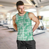 Omaomao Aloha Hawaii Men Tank Top Plumeria Lei With Palaka Motif - Polynesian Pride