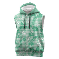 Omaomao Aloha Hawaii Sleeveless Hoodie Plumeria Lei With Palaka Motif LT14 Green - Polynesian Pride