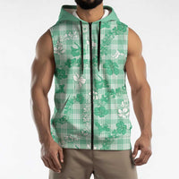 Omaomao Aloha Hawaii Sleeveless Zip Hoodie Plumeria Lei With Palaka Motif LT14 - Polynesian Pride