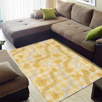 Melemele Aloha Hawaii Area Rug Plumeria Lei With Palaka Motif - Polynesian Pride