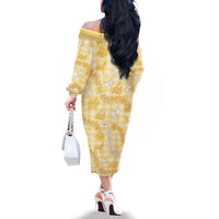 Melemele Aloha Hawaii Family Matching Off The Shoulder Long Sleeve Dress and Hawaiian Shirt Plumeria Lei With Palaka Motif LT14 - Polynesian Pride