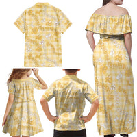 Melemele Aloha Hawaii Family Matching Off Shoulder Maxi Dress and Hawaiian Shirt Plumeria Lei With Palaka Motif LT14 - Polynesian Pride