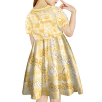 Melemele Aloha Hawaii Kid Short Sleeve Dress Plumeria Lei With Palaka Motif LT14 - Polynesian Pride