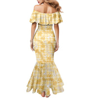 Melemele Aloha Hawaii Mermaid Dress Plumeria Lei With Palaka Motif LT14 - Polynesian Pride