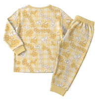Melemele Aloha Hawaii Christmas Pajama Set Plumeria Lei With Palaka Motif - Polynesian Pride