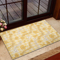 Melemele Aloha Hawaii Rubber Doormat Plumeria Lei With Palaka Motif - Polynesian Pride