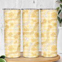 Melemele Aloha Hawaii Skinny Tumbler Plumeria Lei With Palaka Motif LT14 - Polynesian Pride
