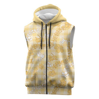 Melemele Aloha Hawaii Sleeveless Zip Hoodie Plumeria Lei With Palaka Motif LT14 Yellow - Polynesian Pride