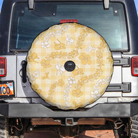 Melemele Aloha Hawaii Spare Tire Cover Plumeria Lei With Palaka Motif LT14 Yellow - Polynesian Pride