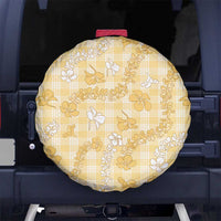 Melemele Aloha Hawaii Spare Tire Cover Plumeria Lei With Palaka Motif LT14 No hole Yellow - Polynesian Pride