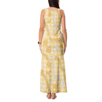 Melemele Aloha Hawaii Tank Maxi Dress Plumeria Lei With Palaka Motif LT14 - Polynesian Pride