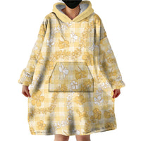 Melemele Aloha Hawaii Wearable Blanket Hoodie Plumeria Lei With Palaka Motif LT14 - Polynesian Pride