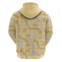 Melemele Aloha Hawaii Zip Hoodie Plumeria Lei With Palaka Motif LT14 - Polynesian Pride