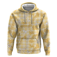 Melemele Aloha Hawaii Zip Hoodie Plumeria Lei With Palaka Motif LT14 Pullover Hoodie Yellow - Polynesian Pride