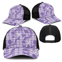 Poni Aloha Hawaii Mesh Trucker Cap Plumeria Lei With Palaka Motif - Polynesian Pride