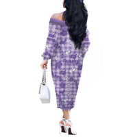 Poni Aloha Hawaii Off The Shoulder Long Sleeve Dress Plumeria Lei With Palaka Motif LT14 - Polynesian Pride