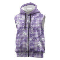Poni Aloha Hawaii Sleeveless Zip Hoodie Plumeria Lei With Palaka Motif LT14 Purple - Polynesian Pride