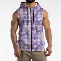 Poni Aloha Hawaii Sleeveless Zip Hoodie Plumeria Lei With Palaka Motif LT14 - Polynesian Pride