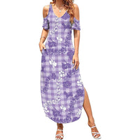 Poni Aloha Hawaii Summer Maxi Dress Plumeria Lei With Palaka Motif - Polynesian Pride