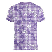 Poni Aloha Hawaii Women V-Neck T-Shirt Plumeria Lei With Palaka Motif LT14 - Polynesian Pride