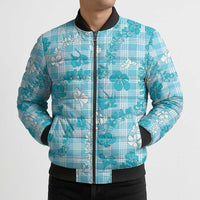 Polu Aloha Hawaii Bomber Puffer Jacket Plumeria Lei With Palaka Motif - Polynesian Pride