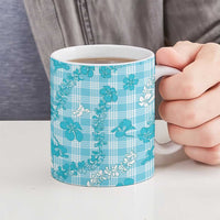 Polu Aloha Hawaii Ceramic Mug Plumeria Lei With Palaka Motif - Polynesian Pride