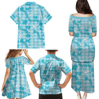 Polu Aloha Hawaii Family Matching Puletasi and Hawaiian Shirt Plumeria Lei With Palaka Motif LT14 - Polynesian Pride