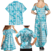 Polu Aloha Hawaii Family Matching Summer Maxi Dress and Hawaiian Shirt Plumeria Lei With Palaka Motif LT14 - Polynesian Pride