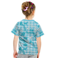 Polu Aloha Hawaii Kid T Shirt Plumeria Lei With Palaka Motif - Polynesian Pride
