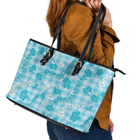 Polu Aloha Hawaii Leather Tote Bag Plumeria Lei With Palaka Motif - Polynesian Pride