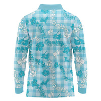 Polu Aloha Hawaii Long Sleeve Polo Shirt Plumeria Lei With Palaka Motif LT14 - Polynesian Pride