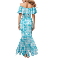 Polu Aloha Hawaii Mermaid Dress Plumeria Lei With Palaka Motif LT14 - Polynesian Pride